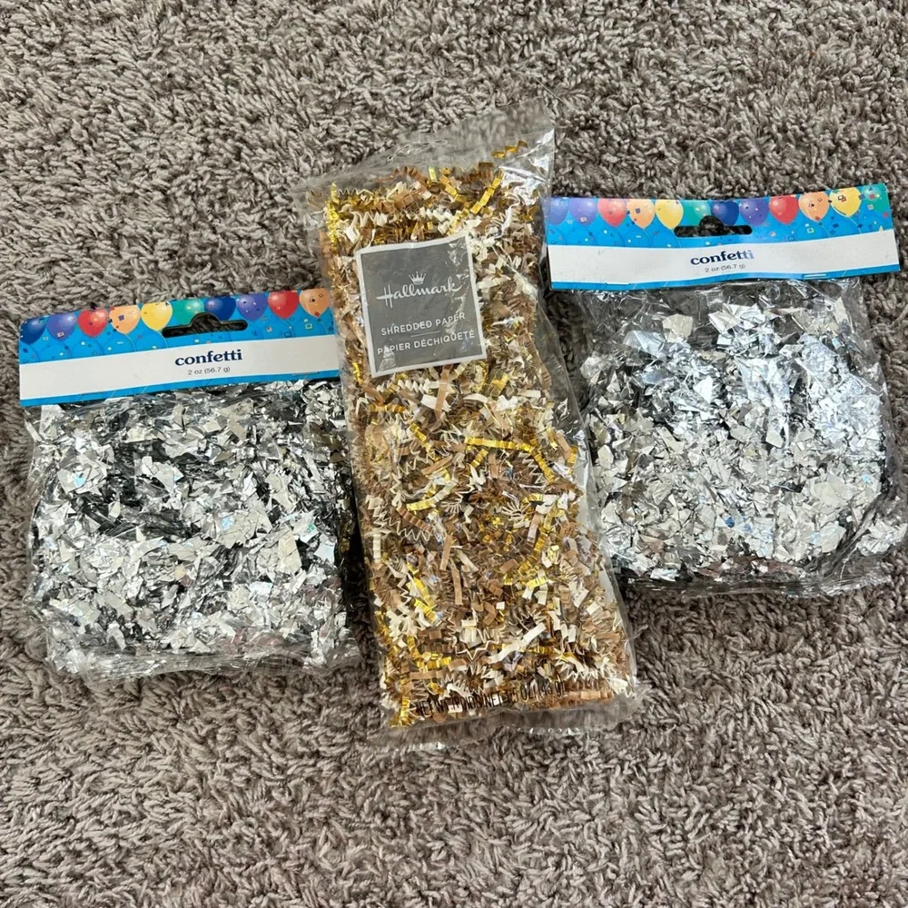 Hallmark Gold Silver Confetti‎ Shredded Paper Party Celebration Decoration